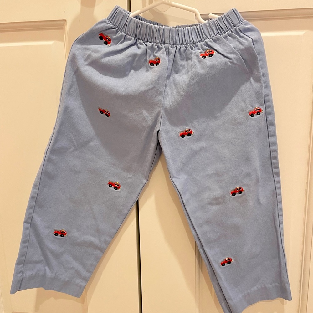Embroidered Firetruck pants, boys size 3